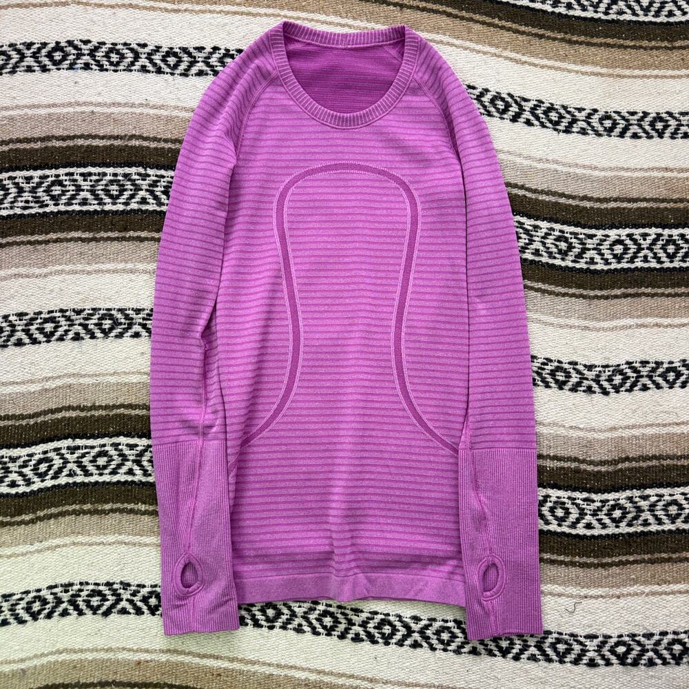 Women's Lululemon Heathered Ultra Violet Pink Swiftly Tech Long Sleeve Shirt 2